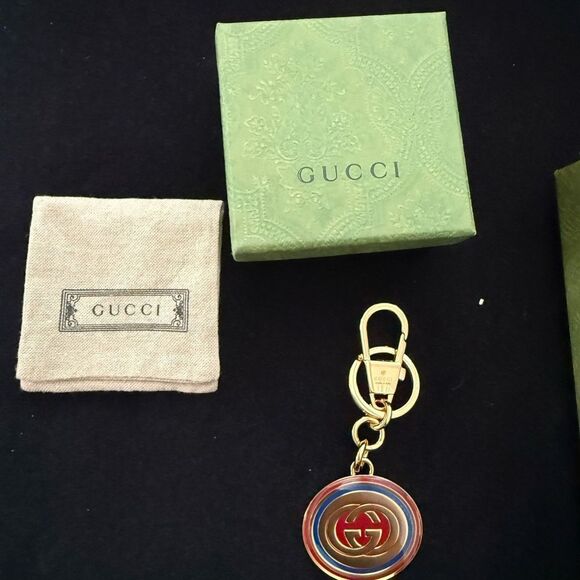 Brand new with box Gucci Gold Keychain with Red and Green Accents